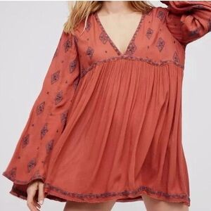 Free People Diamond Embroidered Tunic Blouse/ Dress